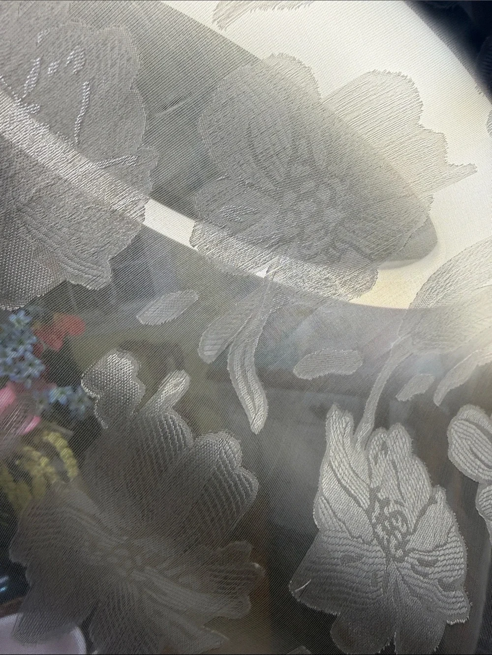 Sheer Floral embroidered Curtain Panel